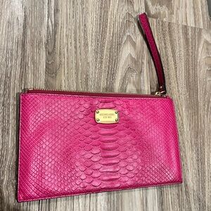 Michael Kors Fuchsia Snakeskin Wristlet